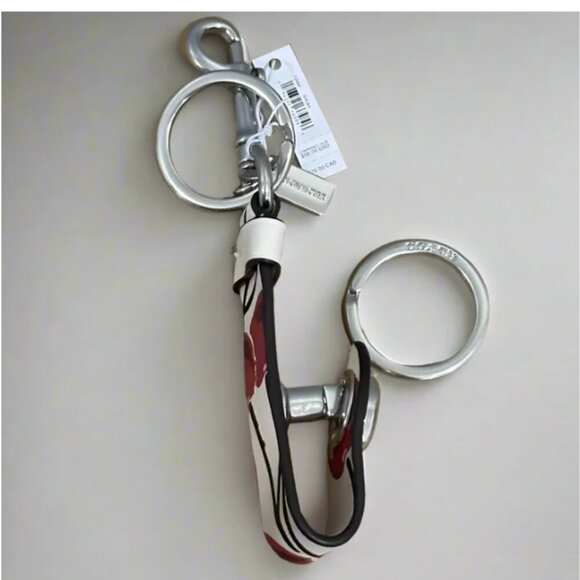 Coach Cherry Bag Charm Leather Trigger Snap Key Ring White Red CZ088 ORIGPKG - Picture 5 of 6